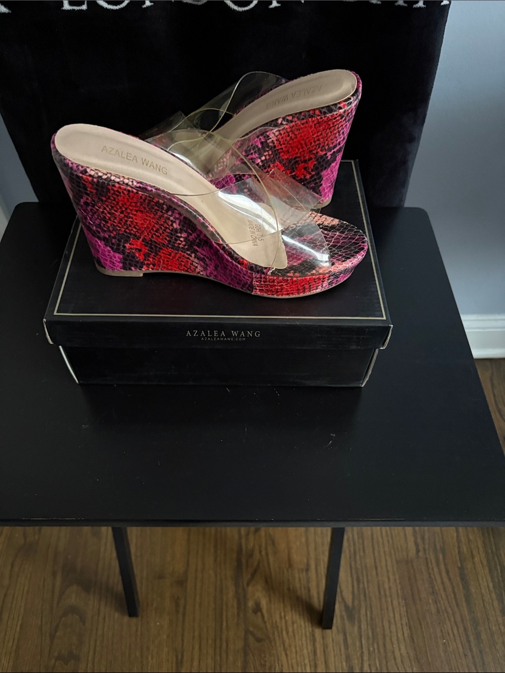 Azalea Wang Pink Snakeskin Clear Strap Slide Mules - Picture 5 of 7
